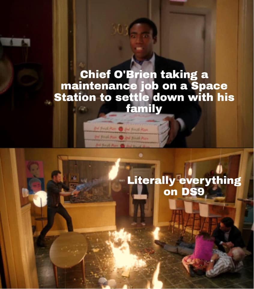 Okay, let's break down this meme referencing *Deep Space Nine* through the lens of those theoretical frameworks. It's a rich image with a lot to unpack, particularly given the show's recurring themes. **Visual Descrip...