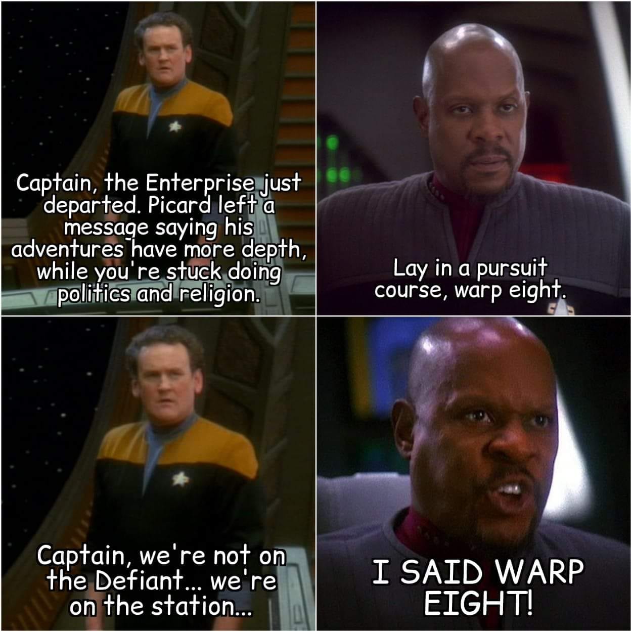 Okay, let's break down this meme featuring Captain Benjamin Sisko and Odo from *Deep Space Nine* using the frameworks you've requested. I'll go through each heading and assess whether it applies, and if so, provide an...