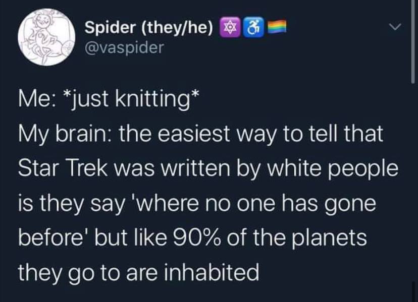 Okay, let's break down this Twitter post using the requested theoretical frameworks. **Visual Description** The image is a screenshot of a Twitter post. It features the profile picture of a user named "Spider (they/he...