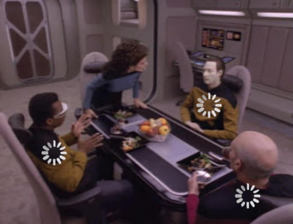 Okay, let's break down the image provided, applying the requested theoretical lenses. Given the specific setting (likely *Star Trek: Deep Space Nine*), and the nature of the image, some lenses will be more fruitful th...