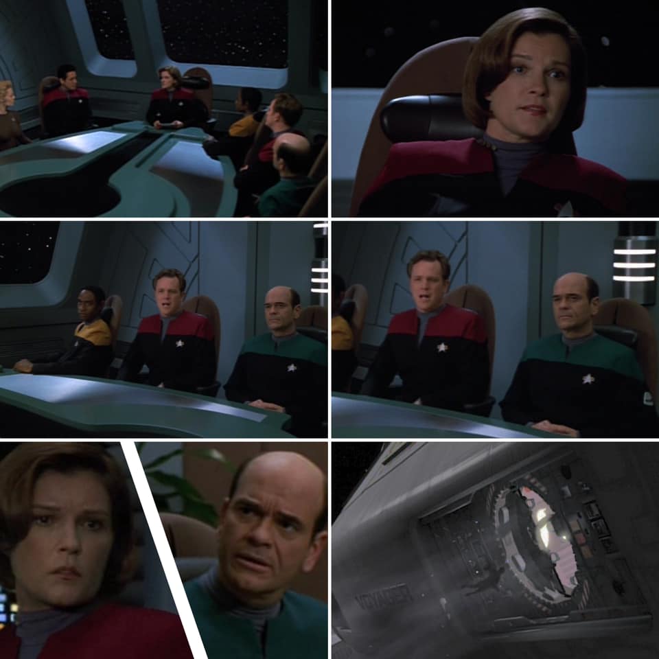 Okay, let's break down this image set, utilizing the theoretical frameworks you've requested. Given the content and context of *Star Trek: Voyager*, I'll try to weave these together in a relevant manner. ## Visual Des...