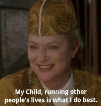 Okay, let's break down the image and its accompanying text ("My Child, running other people’s lives is what I do best") through the requested theoretical lenses. **Image Description** The image is a close-up of a woma...