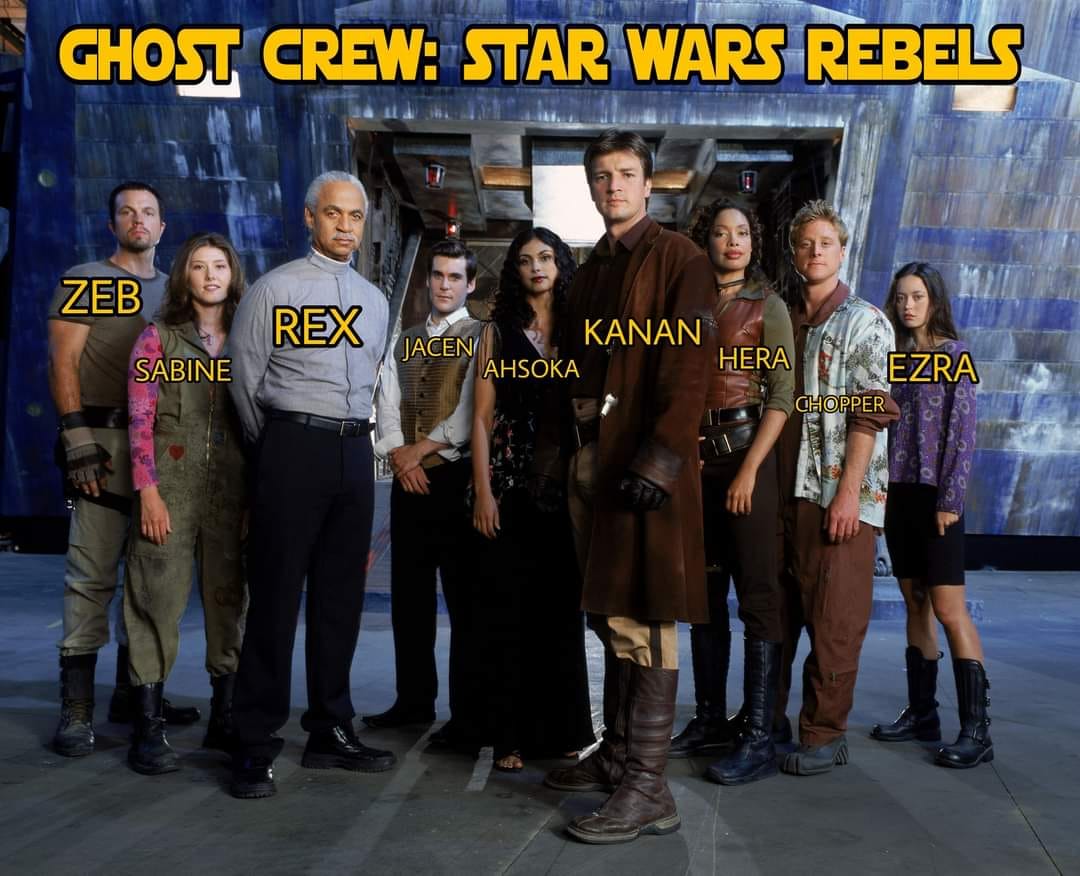 Okay, let's break down the image of the *Star Wars Rebels* crew through the lenses you requested. I'll only address topics that genuinely apply to a meaningful reading of the image. **1. Visual Description** The image...