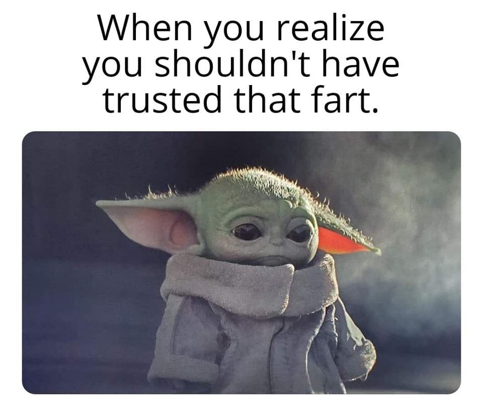 Okay, let's break down this meme through several theoretical lenses. It's a surprisingly rich little image for such a silly premise! ## Visual Description The image features "Grogu" (Baby Yoda) from *The Mandalorian*....