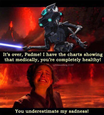 Okay, let's break down this meme image through the requested theoretical lenses. It's a very rich image for analysis due to its combination of Star Wars iconography and ironic text. **Visual Description** The image is...