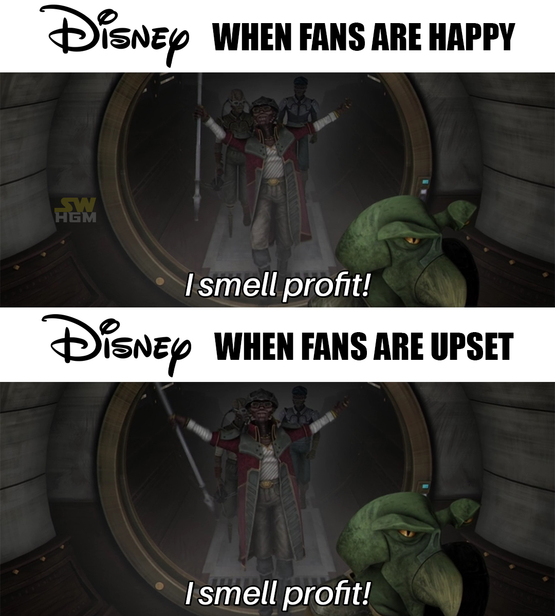 Okay, let's break down this meme using various theoretical lenses. **Visual Description** The image is a two-panel meme, referencing Disney’s *Ahsoka* series. Both panels depict a similar scene: a close-up view throug...