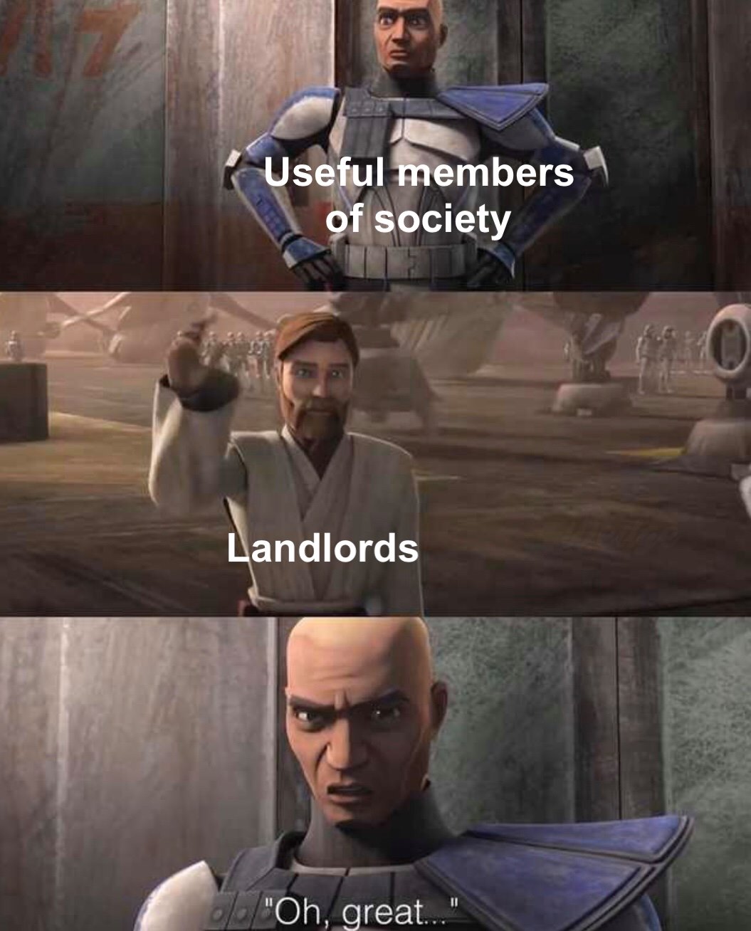 Okay, let's break down this meme through the lenses of various theoretical frameworks. It's a layered meme, so there's a fair amount to unpack. **Visual Description** The meme is a three-panel image utilizing characte...