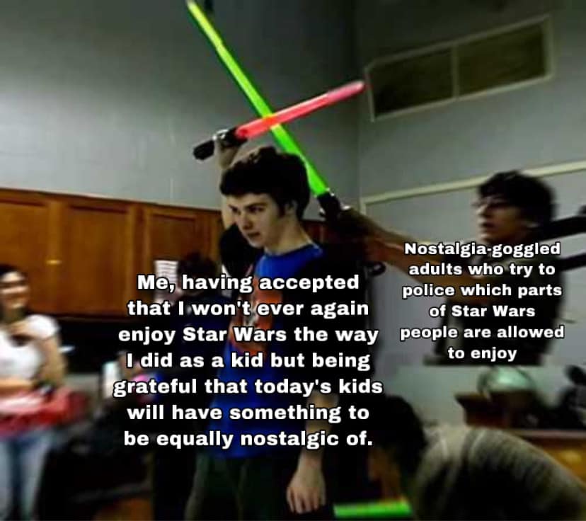 Okay, let's break down this image and the overlaid text through various critical lenses. **Visual Description** The image appears to be a still from a mid-1990s television show or movie, judging by the quality and col...