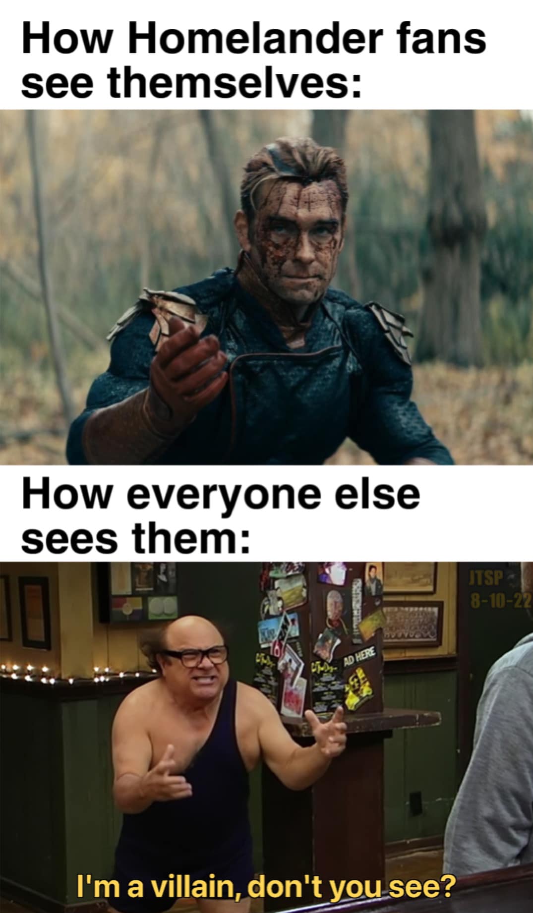 Okay, let's break down this meme through various theoretical lenses. It's a surprisingly rich image for deconstruction. ## Visual Description The meme is a two-panel image employing a "how they see themselves vs. how...