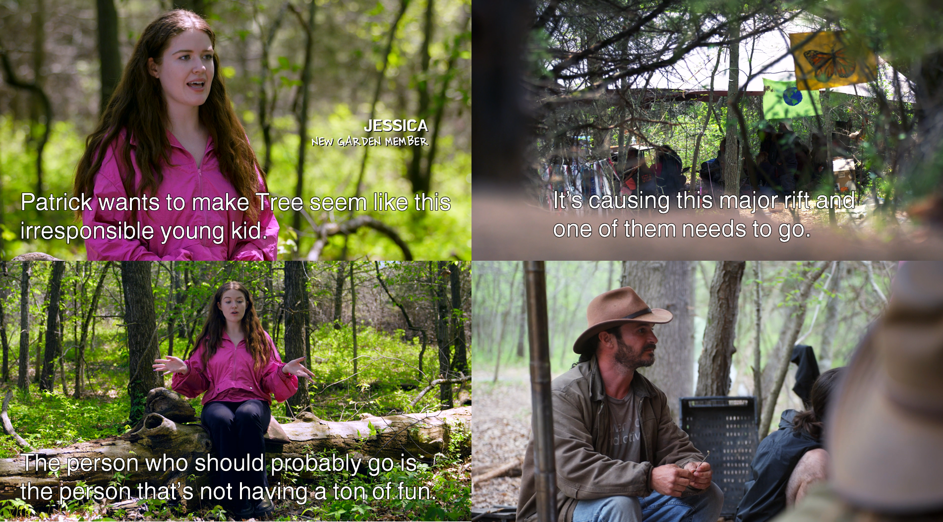 Okay, here's an analysis of the images based on the requested theoretical frameworks. Given the context implied by the text in the images (likely a reality/survival-based show like *The Circle* or *Alone*), several le...