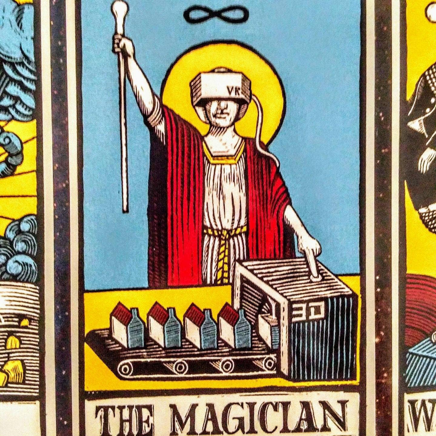 Okay, let's break down this striking and unusual tarot card image, applying the requested theoretical lenses. It's important to note that the impact of a theoretical lens hinges on interpretation, and multiple reading...