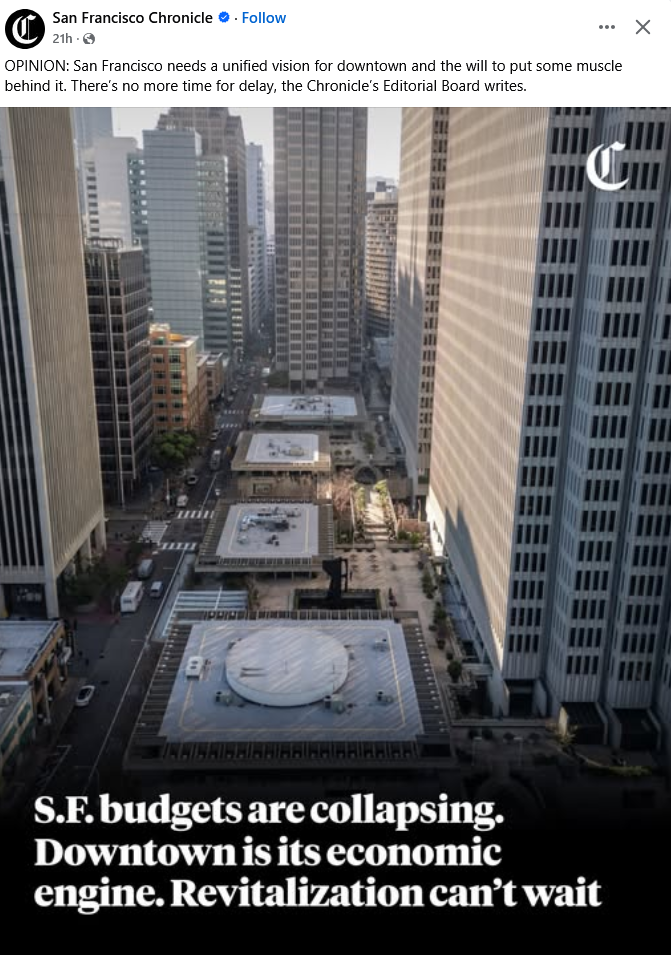 This urban meme plays on a visual of San Francisco's downtown district being largely empty or unfinished in the center, suggesting that leaving the area as-is is actually the smarter economic choice. While traditional...