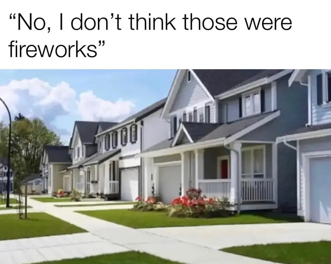 Okay, let's break down this image and its tagline ("No, I don't think those were fireworks") through several theoretical lenses. I will address each section only if it's applicable and yields meaningful analysis. **1....