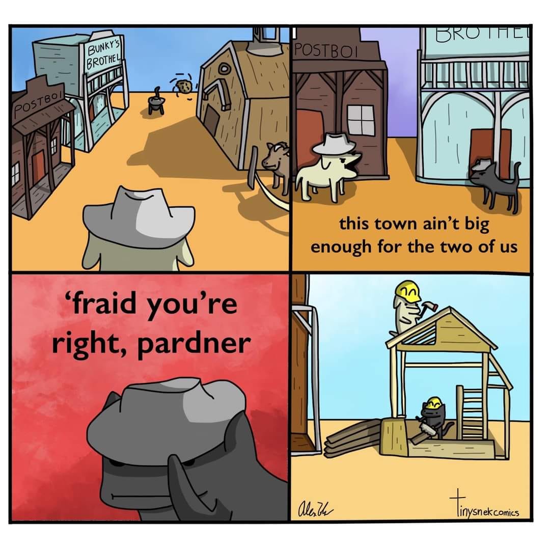 Okay, let's break down this comic panel with the requested analytical lenses. It’s a rich little piece! ## Visual Description The comic is divided into four panels, presented in a grid layout. It evokes a stylized Wes...