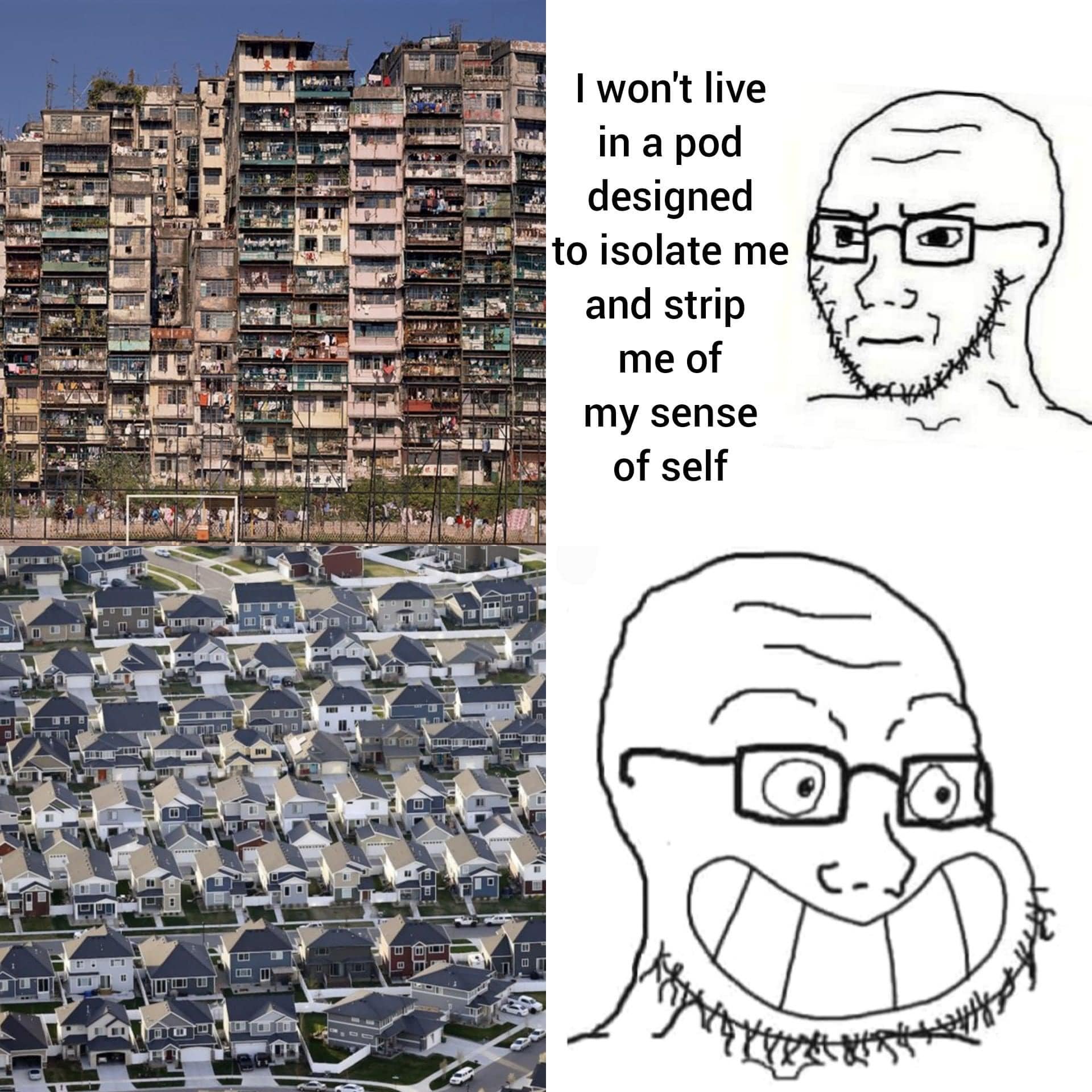 Okay, let's break down this meme through the lenses you've provided. It’s a complex image with potential for layered analysis. ## Visual Description The image is a diptych, split into two distinct halves. * **Left Sid...