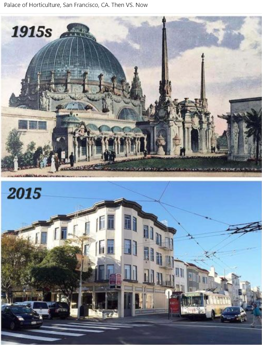 Okay, let's break down the transformation of the Palace of Horticulture in San Francisco (as depicted in the 1915 and 2015 images) through the lenses of the requested theoretical frameworks. **I. Visual Description**...