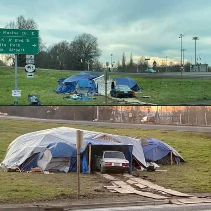 Okay, let's break down the image of the encampment with the requested theoretical lenses. It's a complex scene, and the various approaches will highlight different aspects. **Visual Description** The image depicts a m...